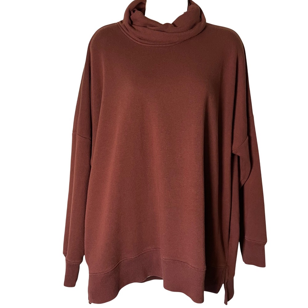 Aerie Womens Oversized Turtleneck Sweatshirt Maroon Size M Slouchy Relaxed